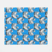 Schwan-Vögel Musterdesign auf Blau Fleecedecke (Vorderseite (Horizontal))