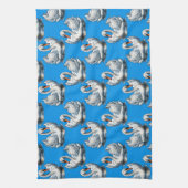 Schwan-Vögel Musterdesign auf Blau  Geschirrtuch (Vertikal)