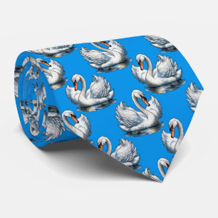 Schwan-Vögel Musterdesign auf Blau Krawatte