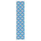 Schwan-Vögel Musterdesign auf Blau Kurzer Tischläufer (Vorderseite)