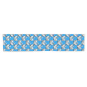 Schwan-Vögel Musterdesign auf Blau Kurzer Tischläufer (Horizontal)