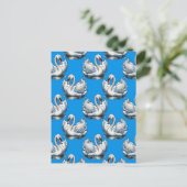 Schwan-Vögel Musterdesign auf Blau  Postkarte (Stehend Vorderseite)