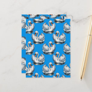 Schwan-Vögel Musterdesign auf Blau Postkarte