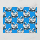 Schwan-Vögel Musterdesign auf Blau  Postkarte (Rückseite)