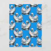 Schwan-Vögel Musterdesign auf Blau  Postkarte (Vorderseite)