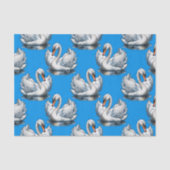 Schwan-Vögel Musterdesign auf Blau Seidenpapier (Vorderseite)