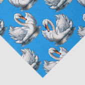 Schwan-Vögel Musterdesign auf Blau Seidenpapier (Ausschnitt)