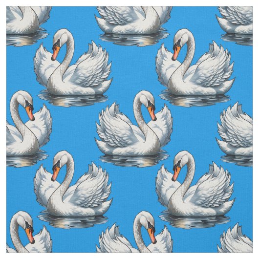 Schwan-Vögel Musterdesign auf Blau  Stoff (Muster)