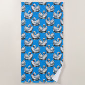 Schwan-Vögel Musterdesign auf Blau Strandtuch (Vorderseite)