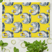 Schwan-Vögel Musterdesign auf Gelb Geschirrtuch (Gefaltet)