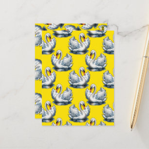 Schwan-Vögel Musterdesign auf Gelb  Postkarte