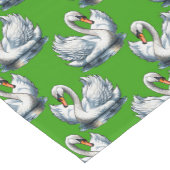 Schwan-Vögel Musterdesign auf Grün Kurzer Tischläufer (Ecke)