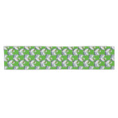 Schwan-Vögel Musterdesign auf Grün Kurzer Tischläufer (Horizontal)