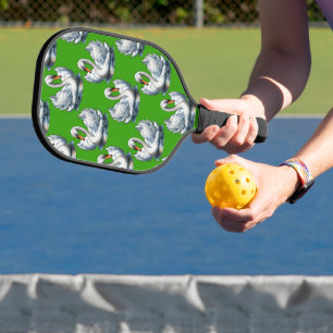 Schwan-Vögel Musterdesign auf Grün Pickleball Schläger