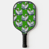 Schwan-Vögel Musterdesign auf Grün Pickleball Schläger (Vorderseite)