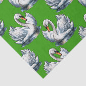 Schwan-Vögel Musterdesign auf Grün Seidenpapier (Ausschnitt)
