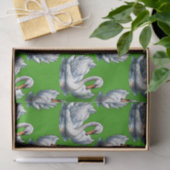 Schwan-Vögel Musterdesign auf Grün Seidenpapier (Geschenk)