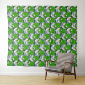 Schwan-Vögel Musterdesign auf Grün Wandteppich (Beispiel (Horizontal))