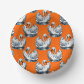 Schwan-Vögel Musterdesign auf Orange Pappteller (Vorderseite)