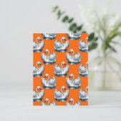 Schwan-Vögel Musterdesign auf Orange Postkarte (Stehend Vorderseite)