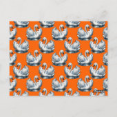Schwan-Vögel Musterdesign auf Orange Postkarte (Rückseite)