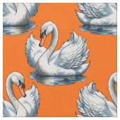 Schwan-Vogel-Musterdesign auf Orange Stoff (Nahaufnahme)