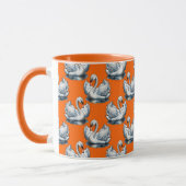 Schwan-Vögel Musterdesign auf Orange Tasse (Links)