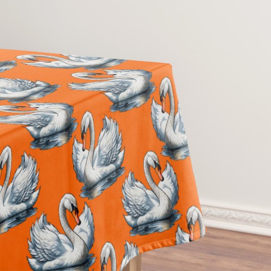 Schwan-Vogel-Musterdesign auf Orange Tischdecke