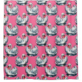 Schwan-Vögel Musterdesign auf Rosa Duschvorhang (Vorderseite)