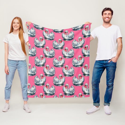 Schwan-Vögel Musterdesign auf Rosa Fleecedecke (Beispiel)