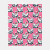 Schwan-Vögel Musterdesign auf Rosa Fleecedecke (Vorderseite)
