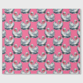 Schwan-Vögel Musterdesign auf Rosa Geschenkpapier (Flach)