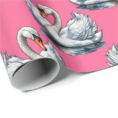 Schwan-Vögel Musterdesign auf Rosa Geschenkpapier (Rolleneckpunkt)