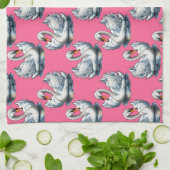Schwan-Vögel Musterdesign auf Rosa Geschirrtuch (Gefaltet)