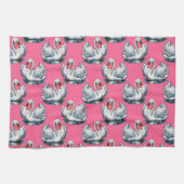 Schwan-Vögel Musterdesign auf Rosa Geschirrtuch (Horizontal)