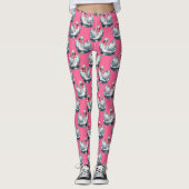 Schwan-Vögel Musterdesign auf Rosa Leggings (Vorderseite)