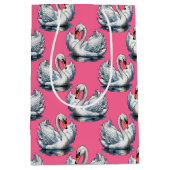Schwan-Vögel Musterdesign auf Rosa Mittlere Geschenktüte (Vorderseite)