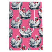 Schwan-Vögel Musterdesign auf Rosa Mittlere Geschenktüte (Rückseite)