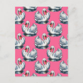 Schwan-Vögel Musterdesign auf Rosa Postkarte (Vorderseite)