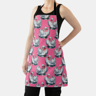 Schwan-Vögel Musterdesign auf Rosa Schürze