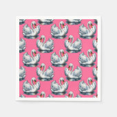 Schwan-Vögel Musterdesign auf Rosa Serviette (Vorderseite)
