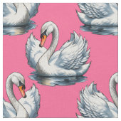 Schwan-Vögel Musterdesign auf Rosa Stoff (Nahaufnahme)