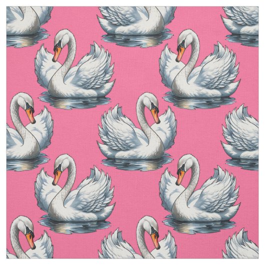 Schwan-Vögel Musterdesign auf Rosa Stoff (Muster)