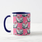 Schwan-Vögel Musterdesign auf Rosa Tasse (Links)