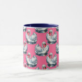 Schwan-Vögel Musterdesign auf Rosa Tasse (Zentrum)