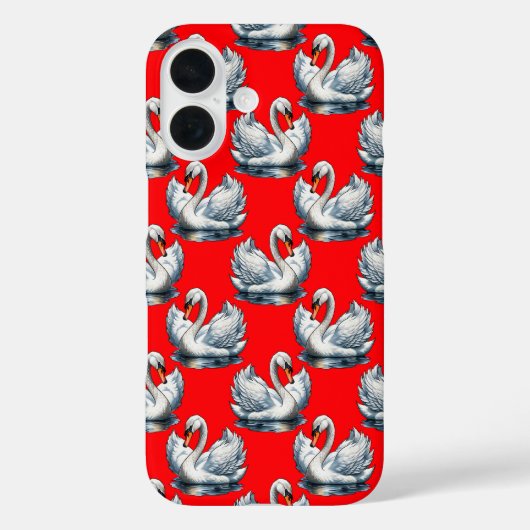 Schwan-Vögel Musterdesign auf Rot Case-Mate iPhone Hülle (Rückseite)