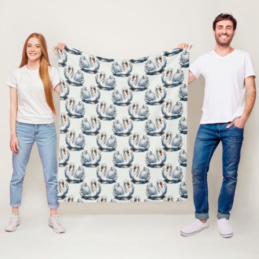 Schwan-Vögel Musterdesign auf Weiß Fleecedecke
