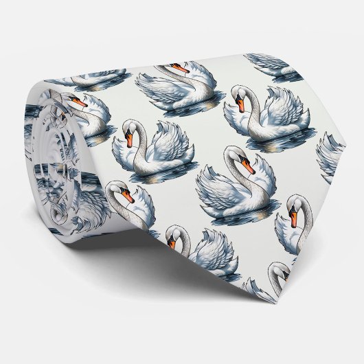 Schwan-Vögel Musterdesign auf Weiß Krawatte