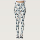 Schwan-Vögel Musterdesign auf Weiß Leggings (Vorderseite)