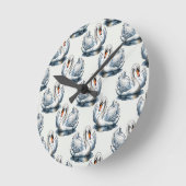 Schwan-Vögel Musterdesign auf Weiß Runde Wanduhr (Winkel)